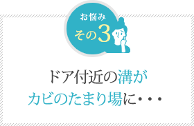 ドア付近の溝がカビのたまり場に・・・